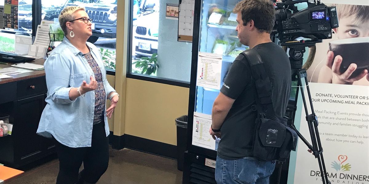 Person being interviewed on camera