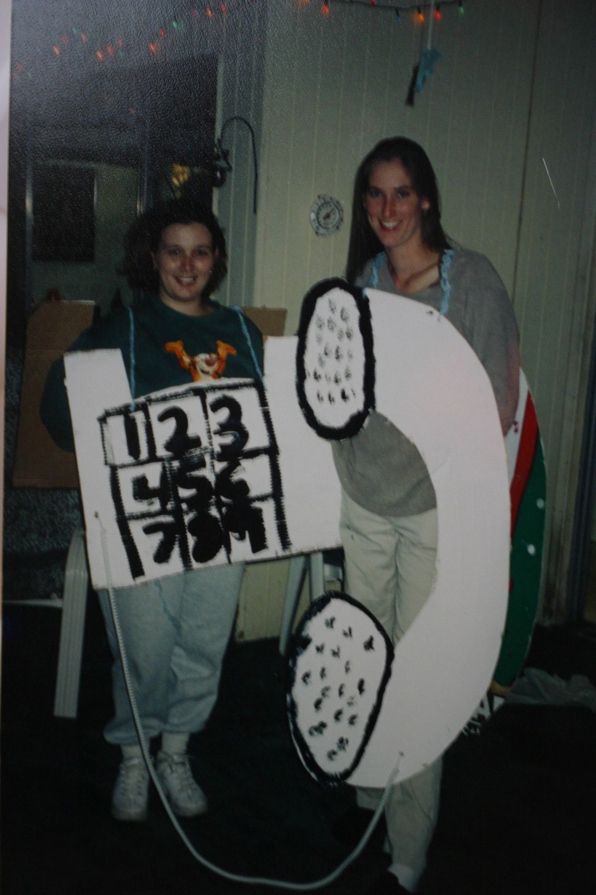 Two people in telephone costumes