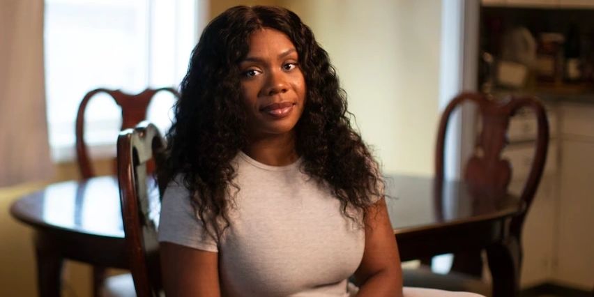 Relaxed woman at home table
